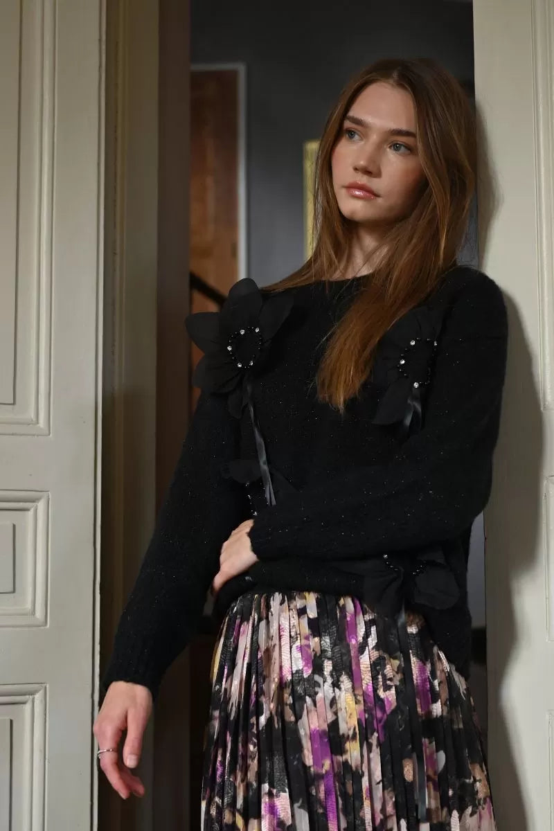 Black Flower Jumper