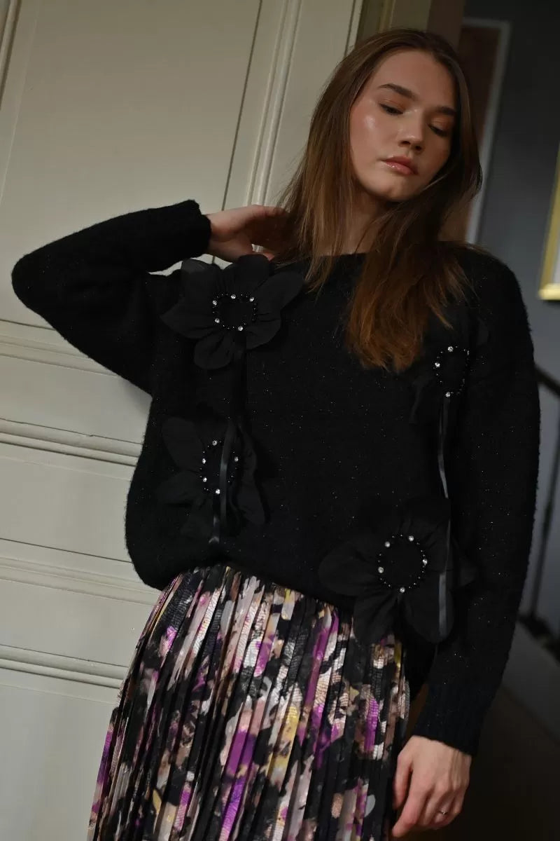 Black Flower Jumper