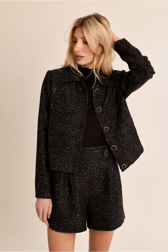 High Waist Tweed Shorts