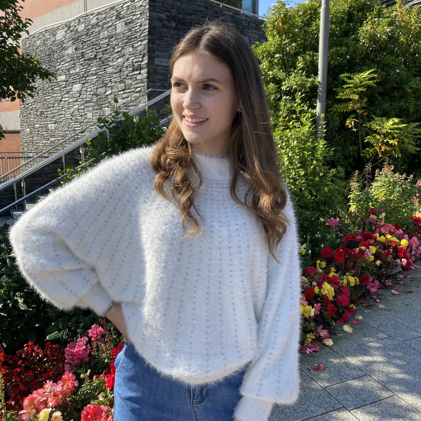 White Sparkle Knit Sweater