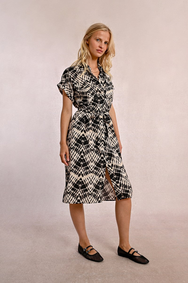 Abstract Print Shirt Dress