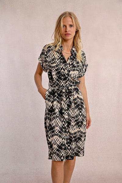 Abstract Print Shirt Dress