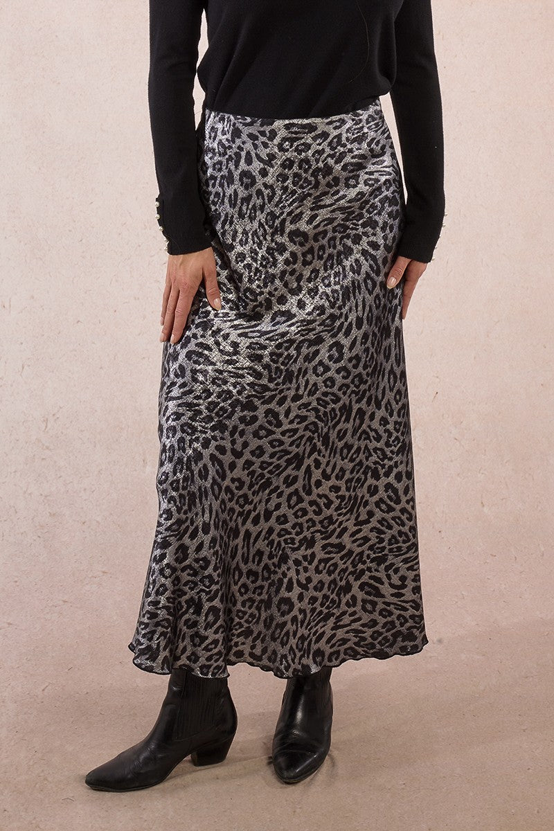 Leopard Satin Skirt