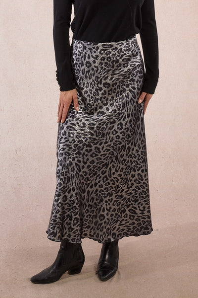 Leopard Satin Skirt