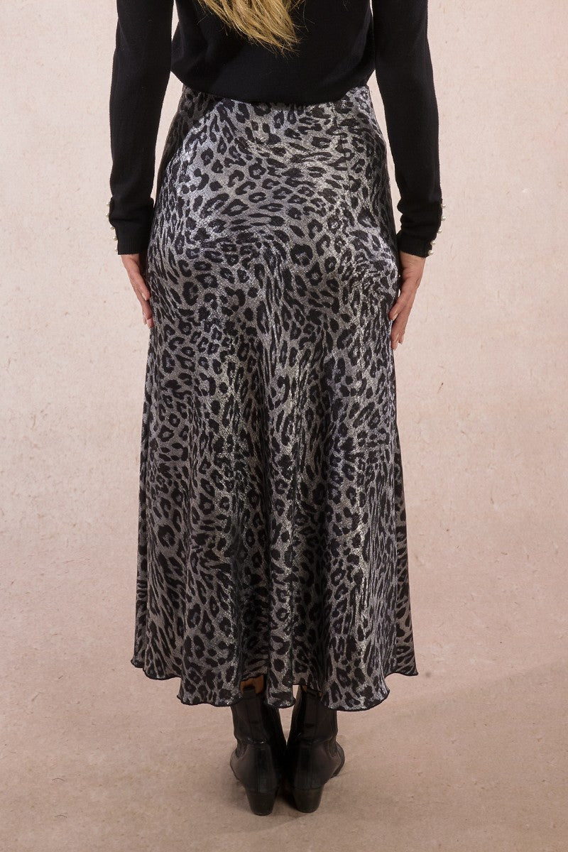 Leopard Satin Skirt