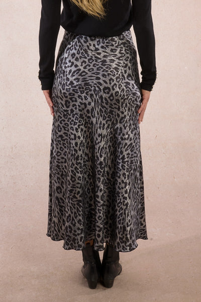 Leopard Satin Skirt