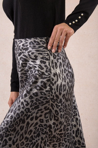 Leopard Satin Skirt