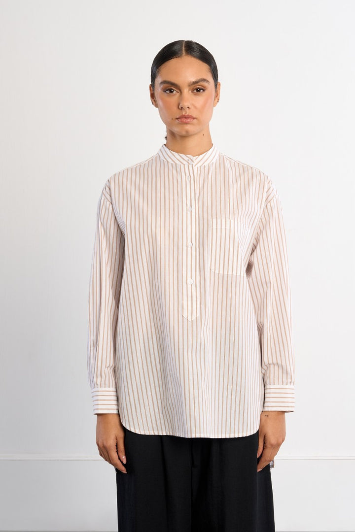 Mandarin Striped Shirt