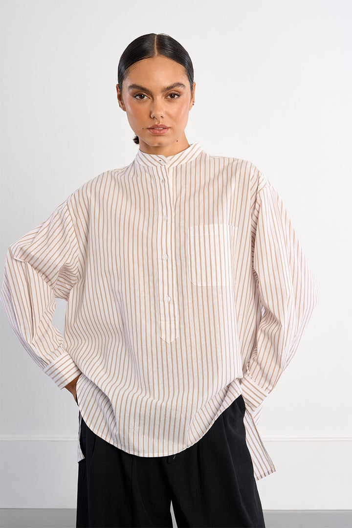 Mandarin Striped Shirt