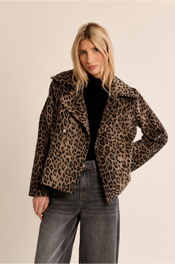 Leopard Print Double-Breasted Jacket