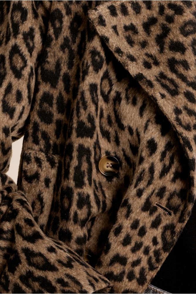 Leopard Print Double-Breasted Jacket