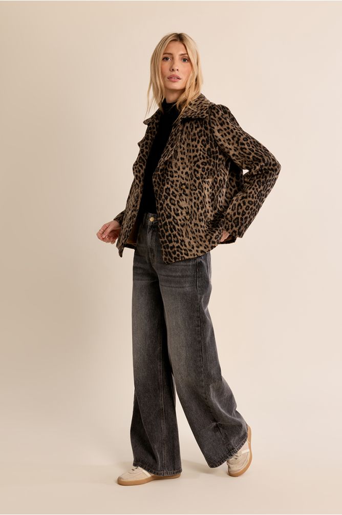 Leopard Print Double-Breasted Jacket