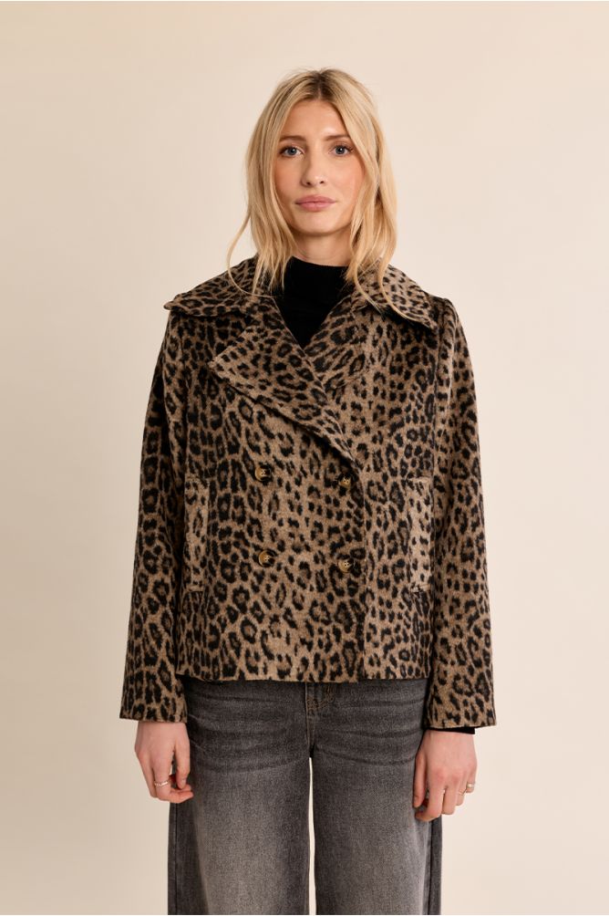 Leopard Print Double-Breasted Jacket