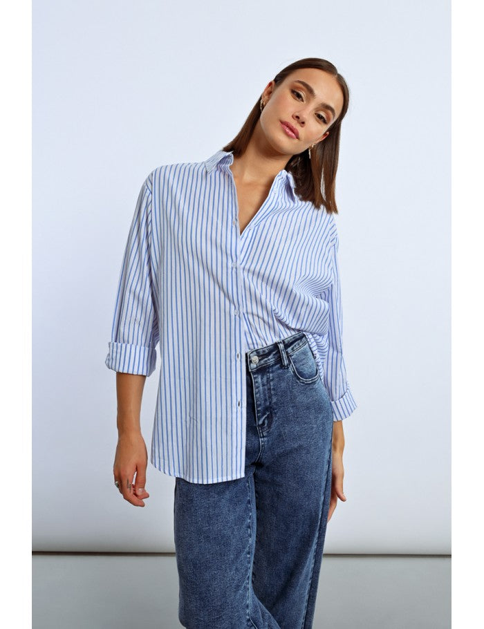 Oversized iridescent striped shirt