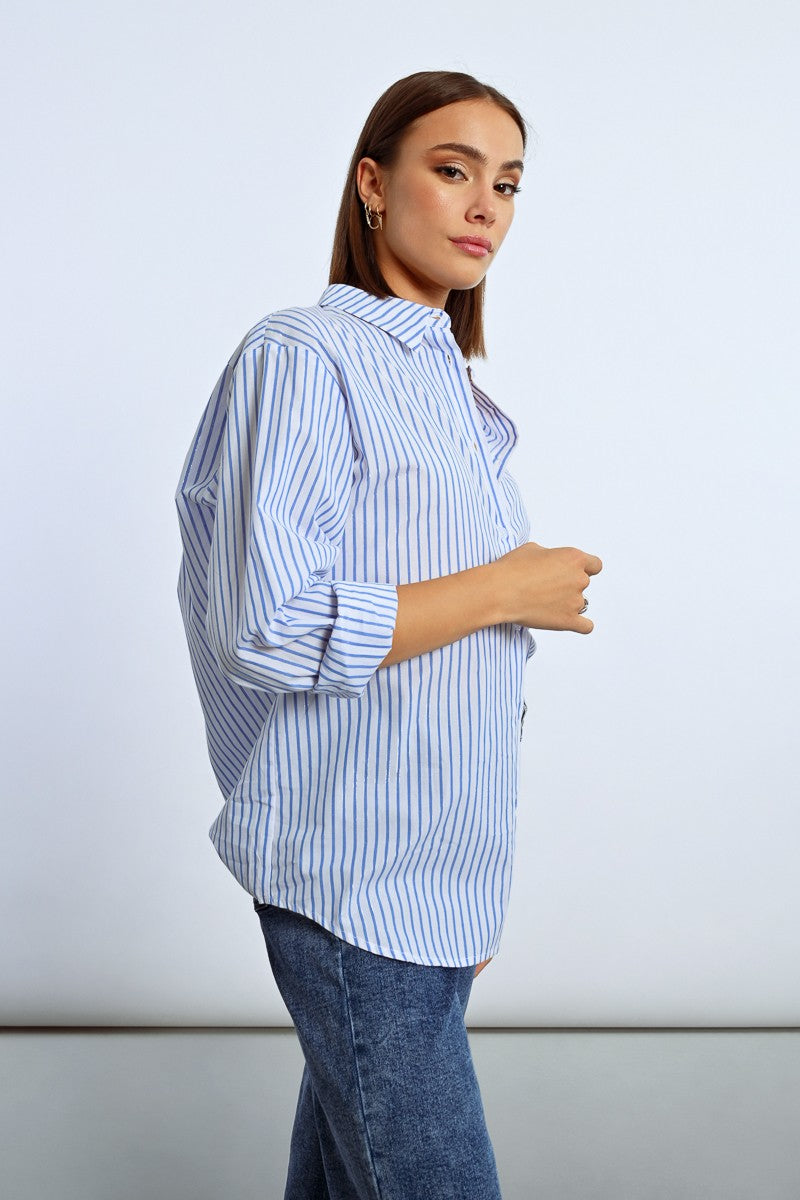 Oversized iridescent striped shirt