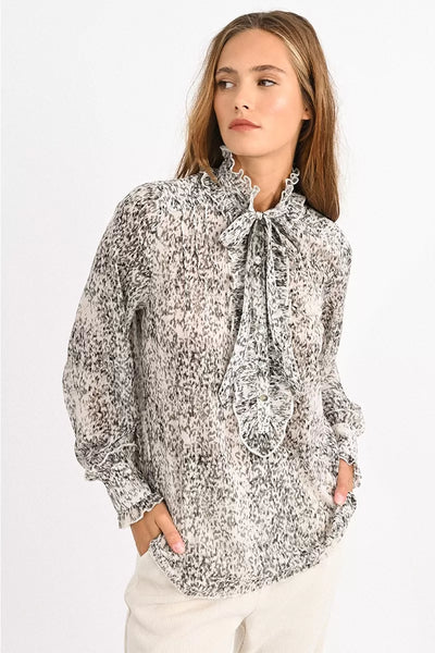 Printed Ruffle Blouse