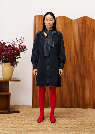 Aubepine Black Denim Dress