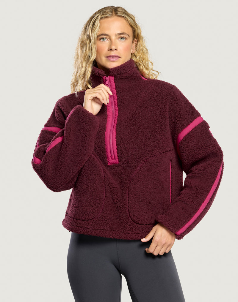 Industry Fleece Half Zip Pink Cherry