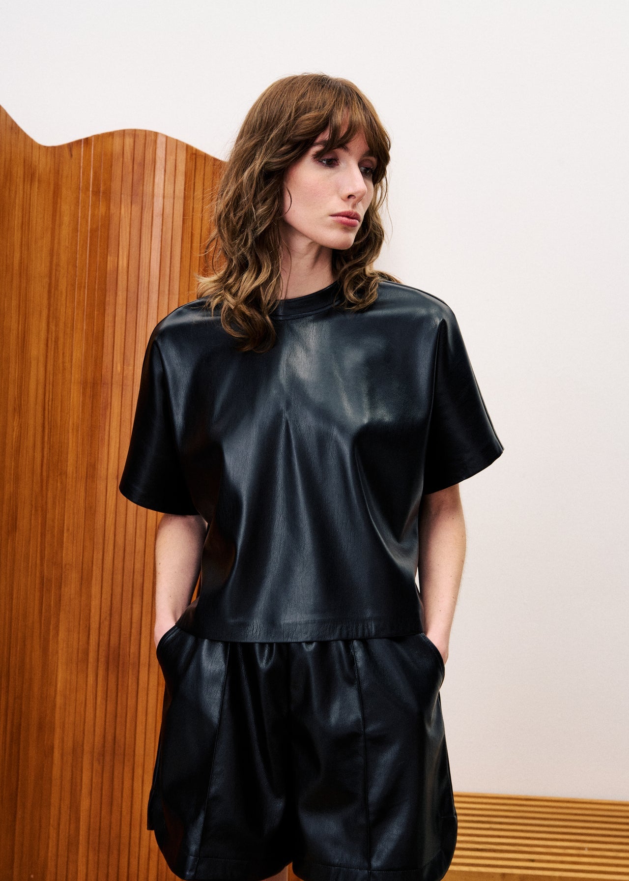 Bazin PU T-Shirt Top