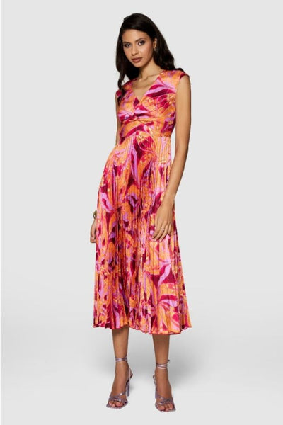 Lilac Print Pleated Twist Dress