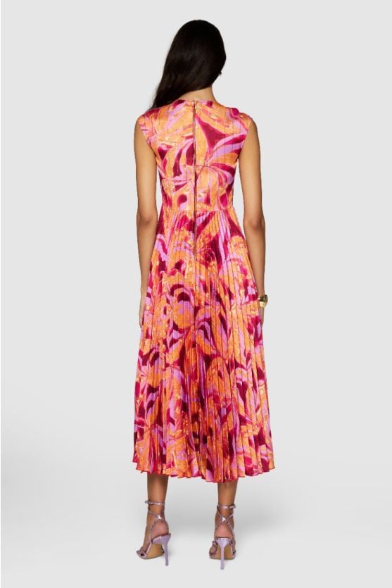 Lilac Print Pleated Twist Dress