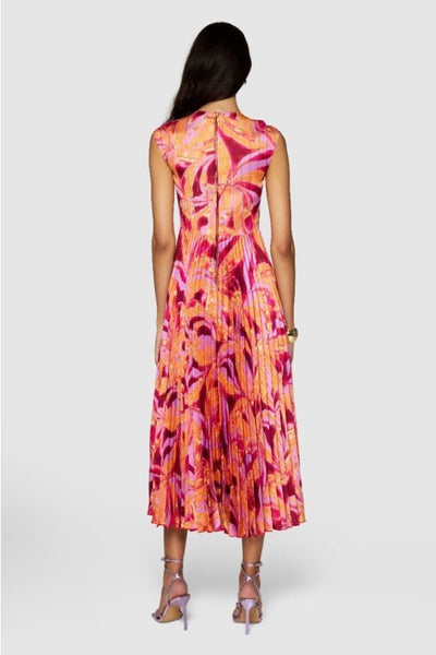 Lilac Print Pleated Twist Dress