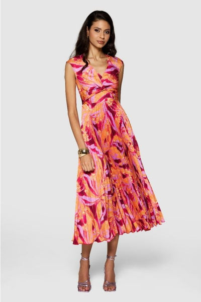 Lilac Print Pleated Twist Dress