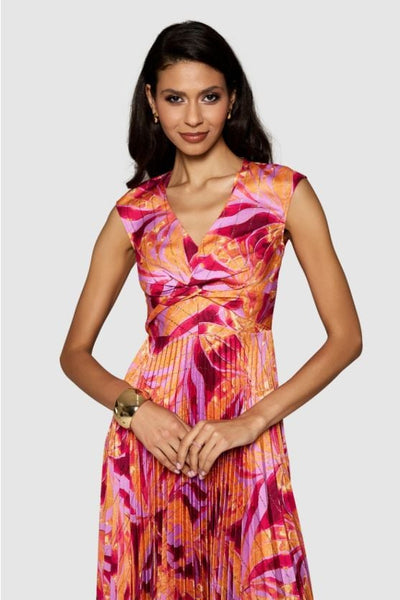 Lilac Print Pleated Twist Dress