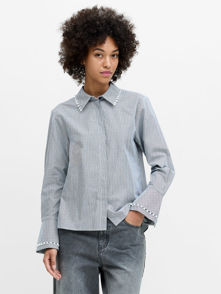 Striped Pearl Trim Shirt