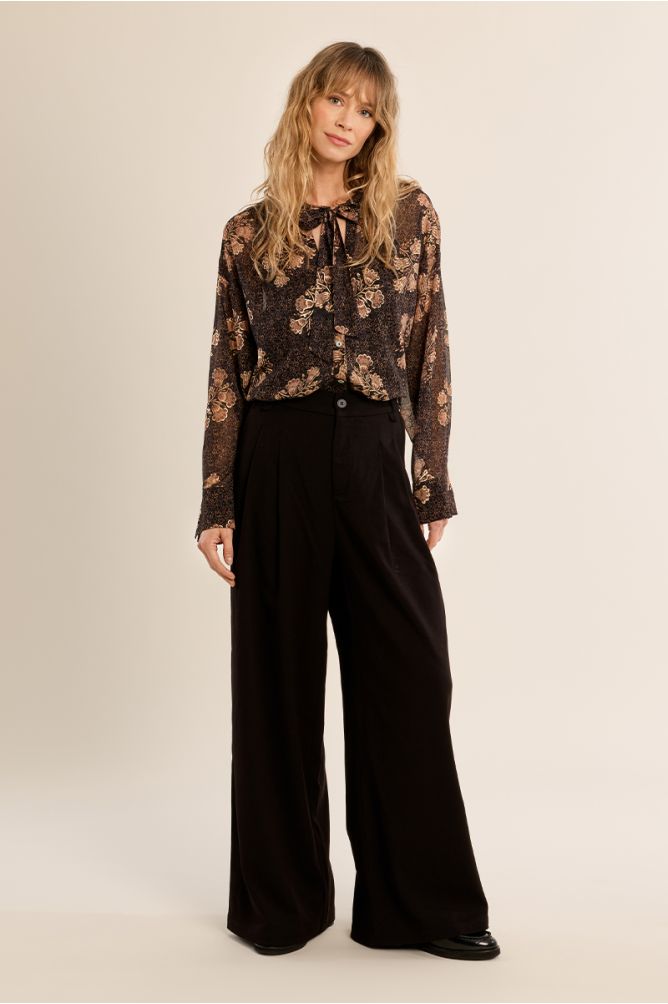 Printed Tie Neck Blouse