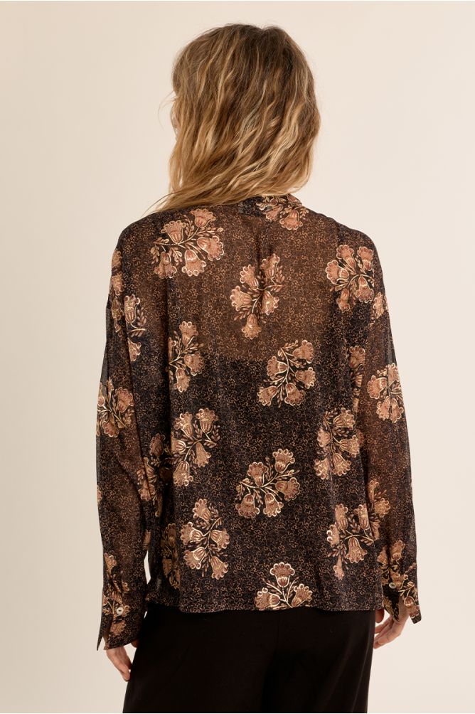 Printed Tie Neck Blouse