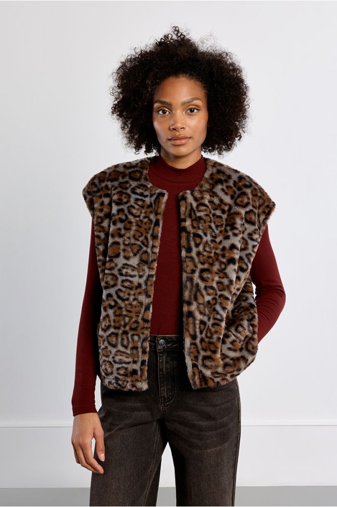 Sleeveless Faux Fur Jacket