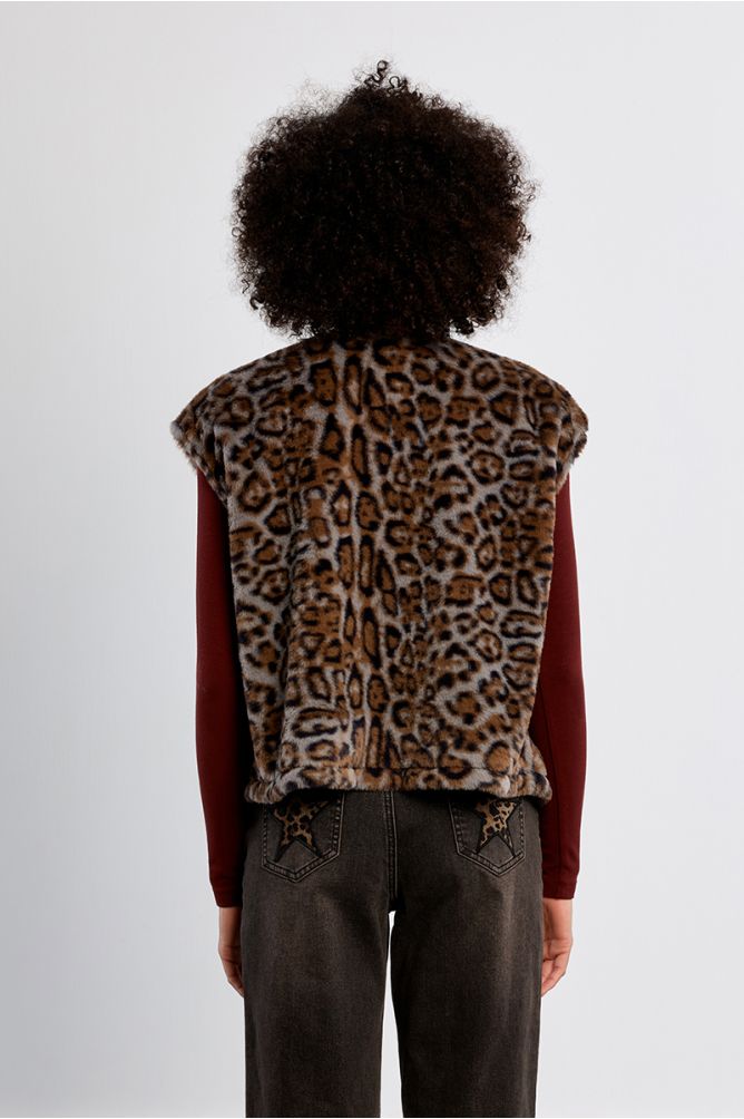 Sleeveless Faux Fur Jacket