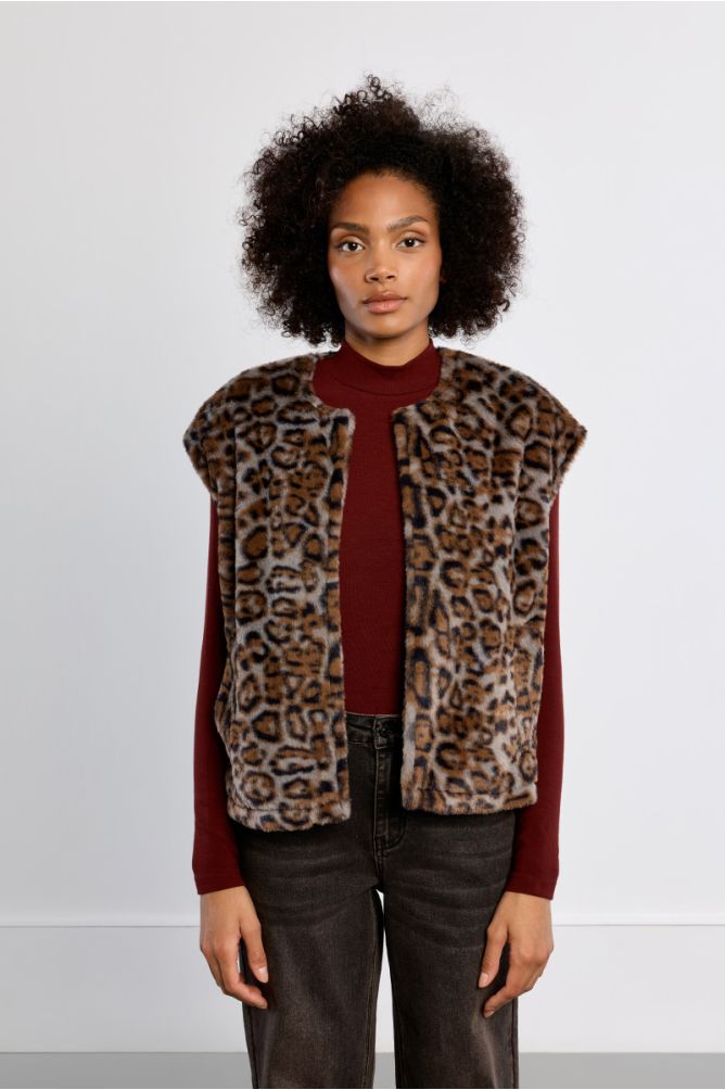 Sleeveless Faux Fur Jacket