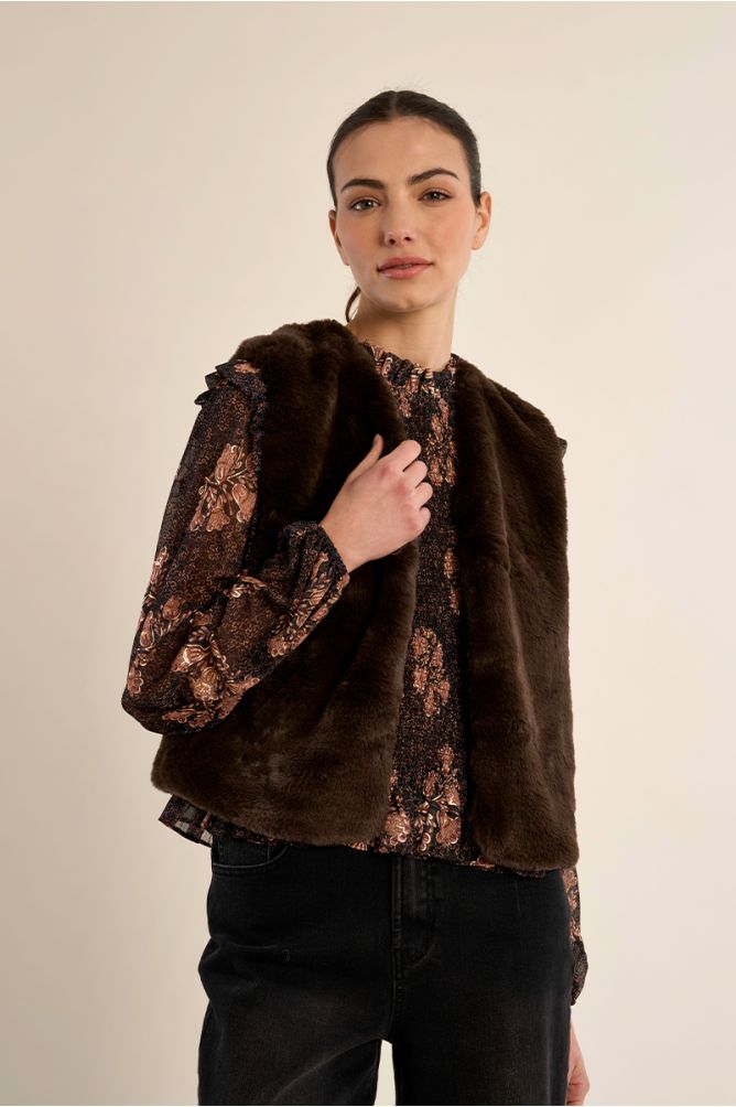 Faux Fur Sleeveless Jacket