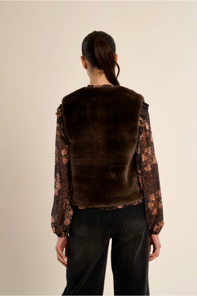 Faux Fur Sleeveless Jacket