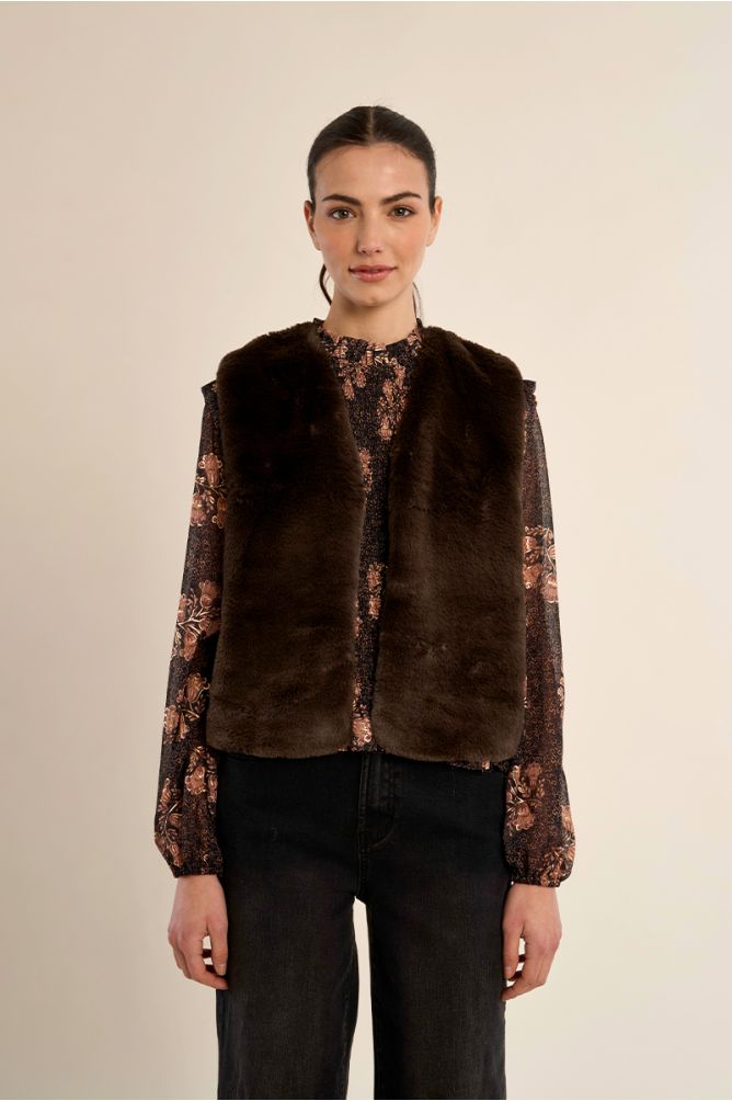 Faux Fur Sleeveless Jacket