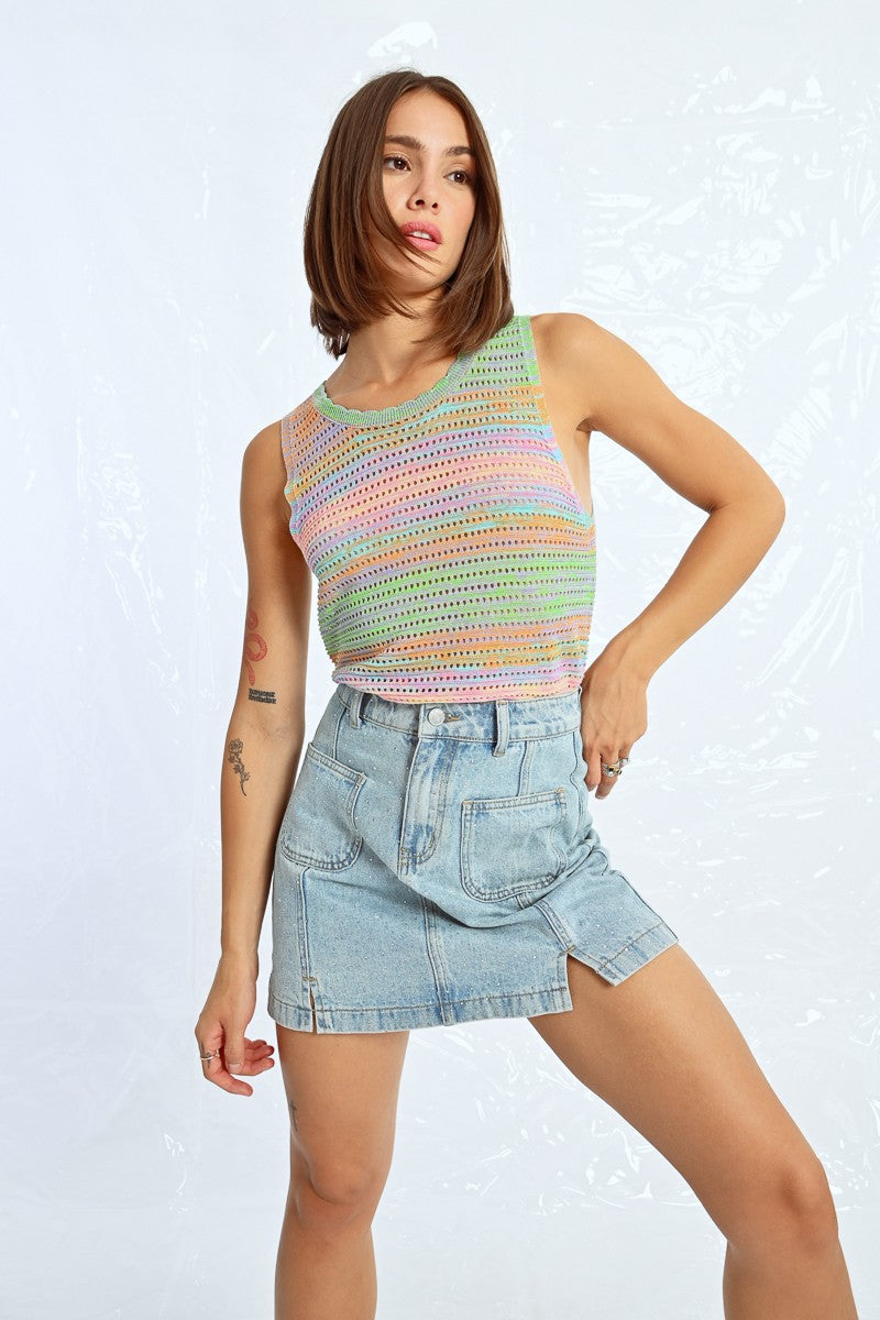 Rainbow Sleeveless Knit