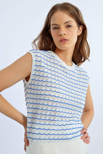 Sleeveless Stripe Sweater