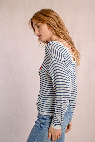 Ladies Knitted Stripe Sweater