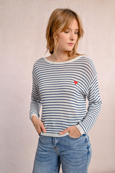 Ladies Knitted Stripe Sweater