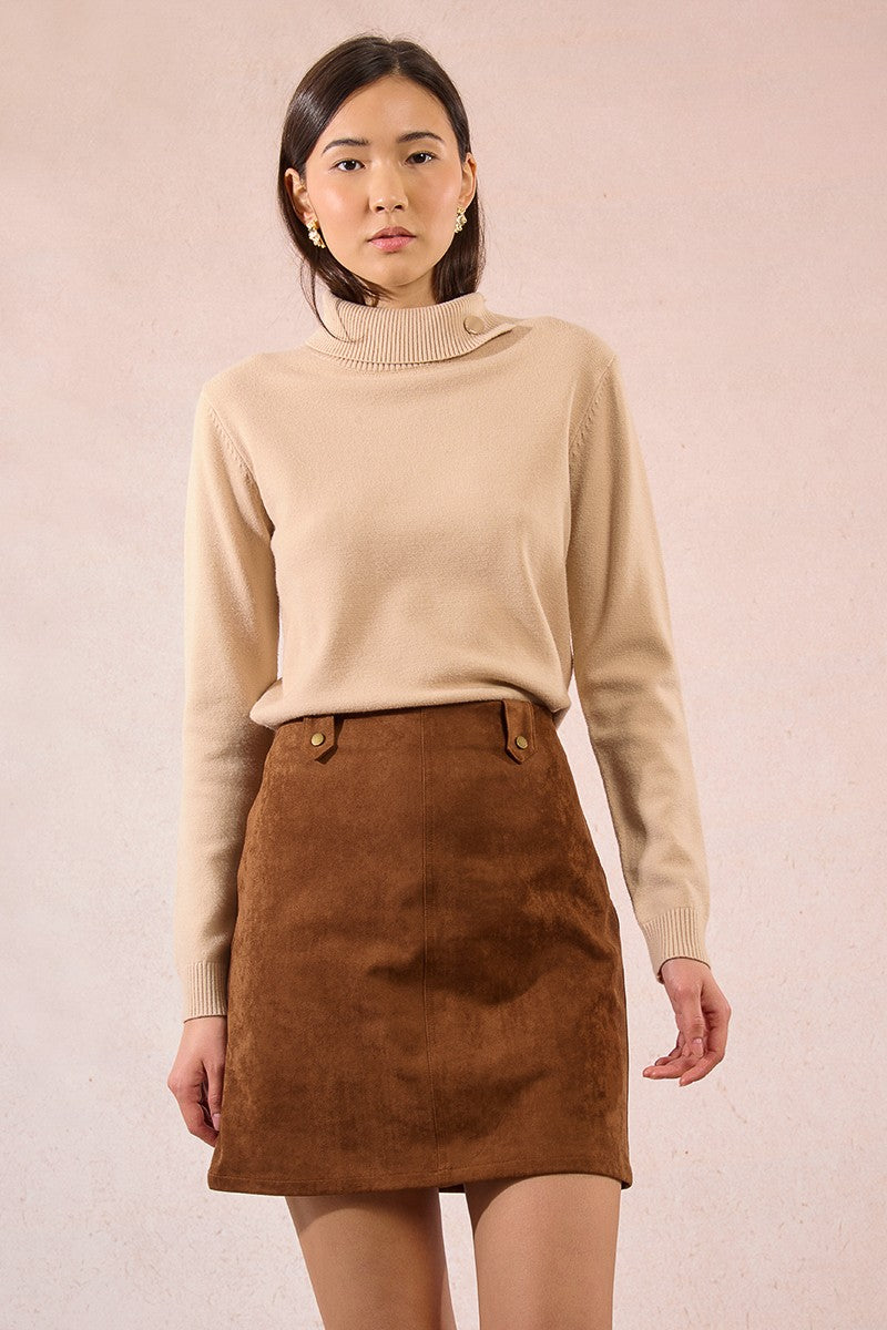 Brown Suede Mini Skirt