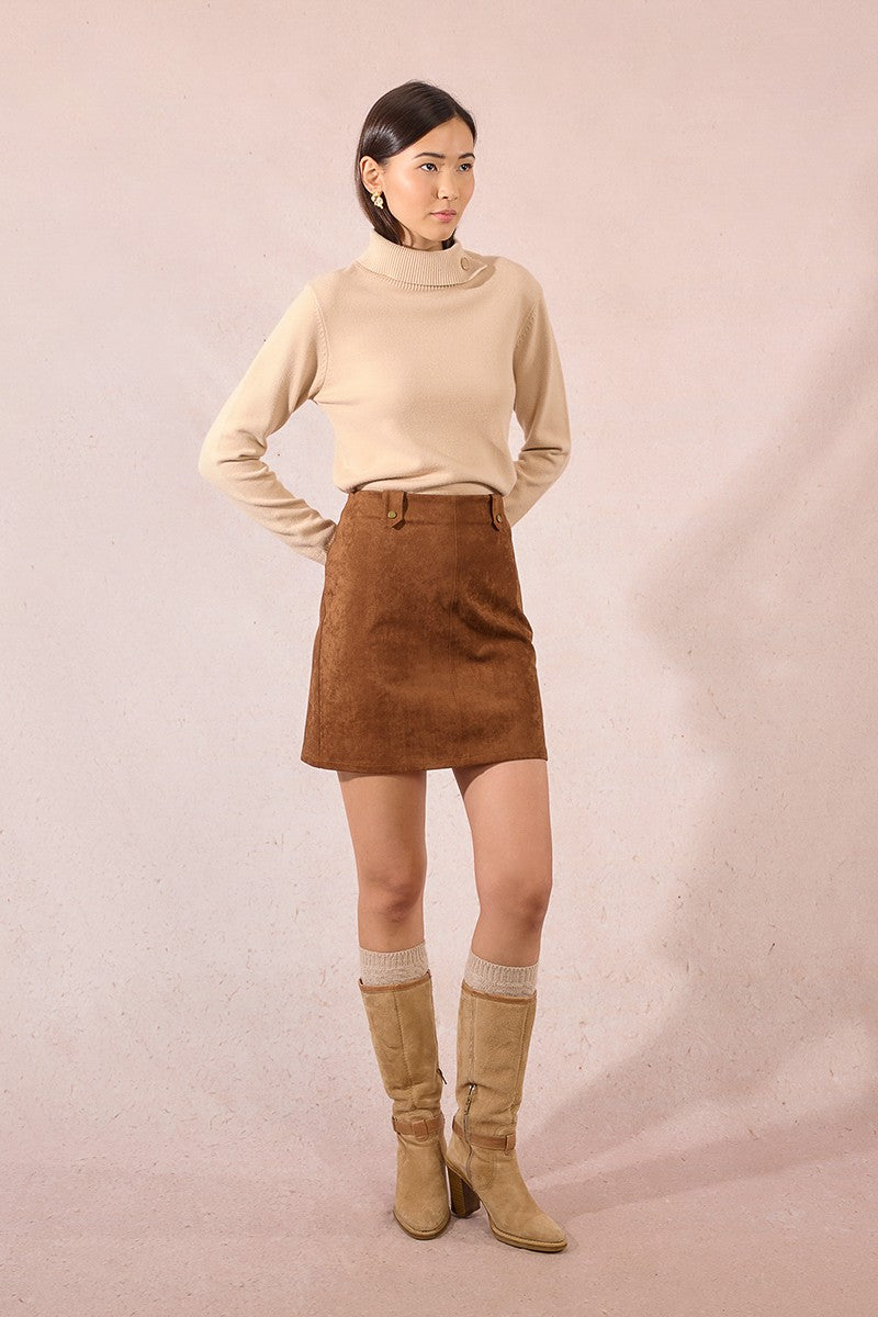 Brown Suede Mini Skirt