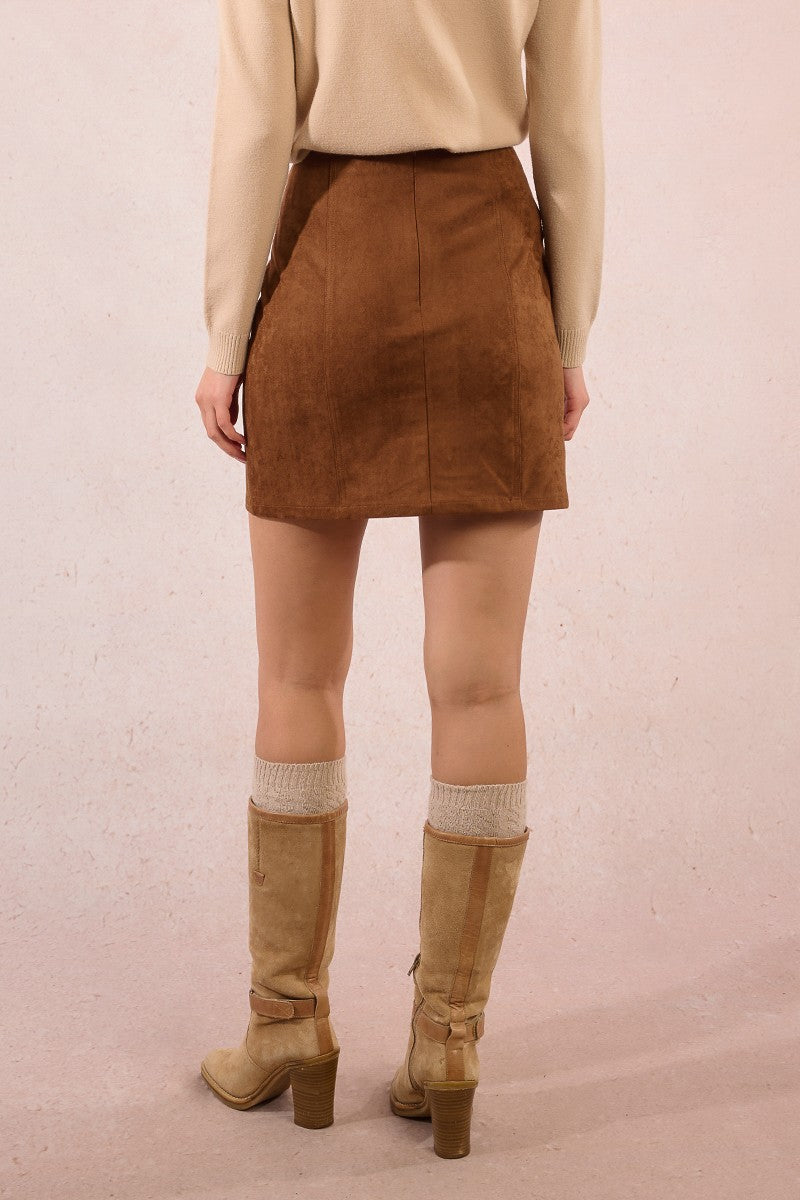 Brown Suede Mini Skirt