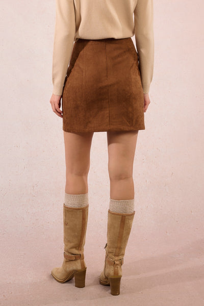 Brown Suede Mini Skirt