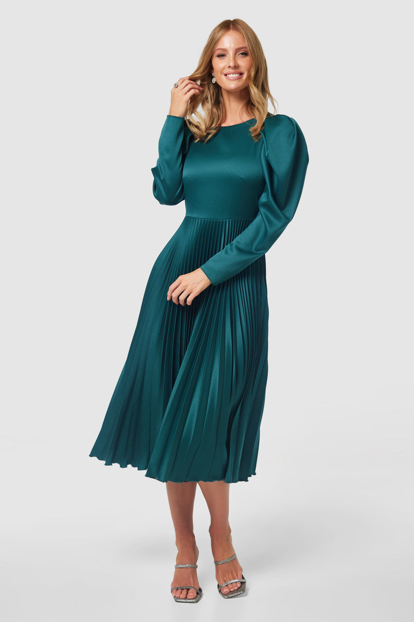 Teal Pleated Dress