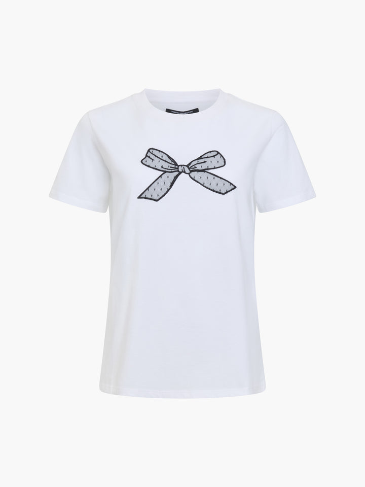 Mesh Bow Cotton T-Shirt