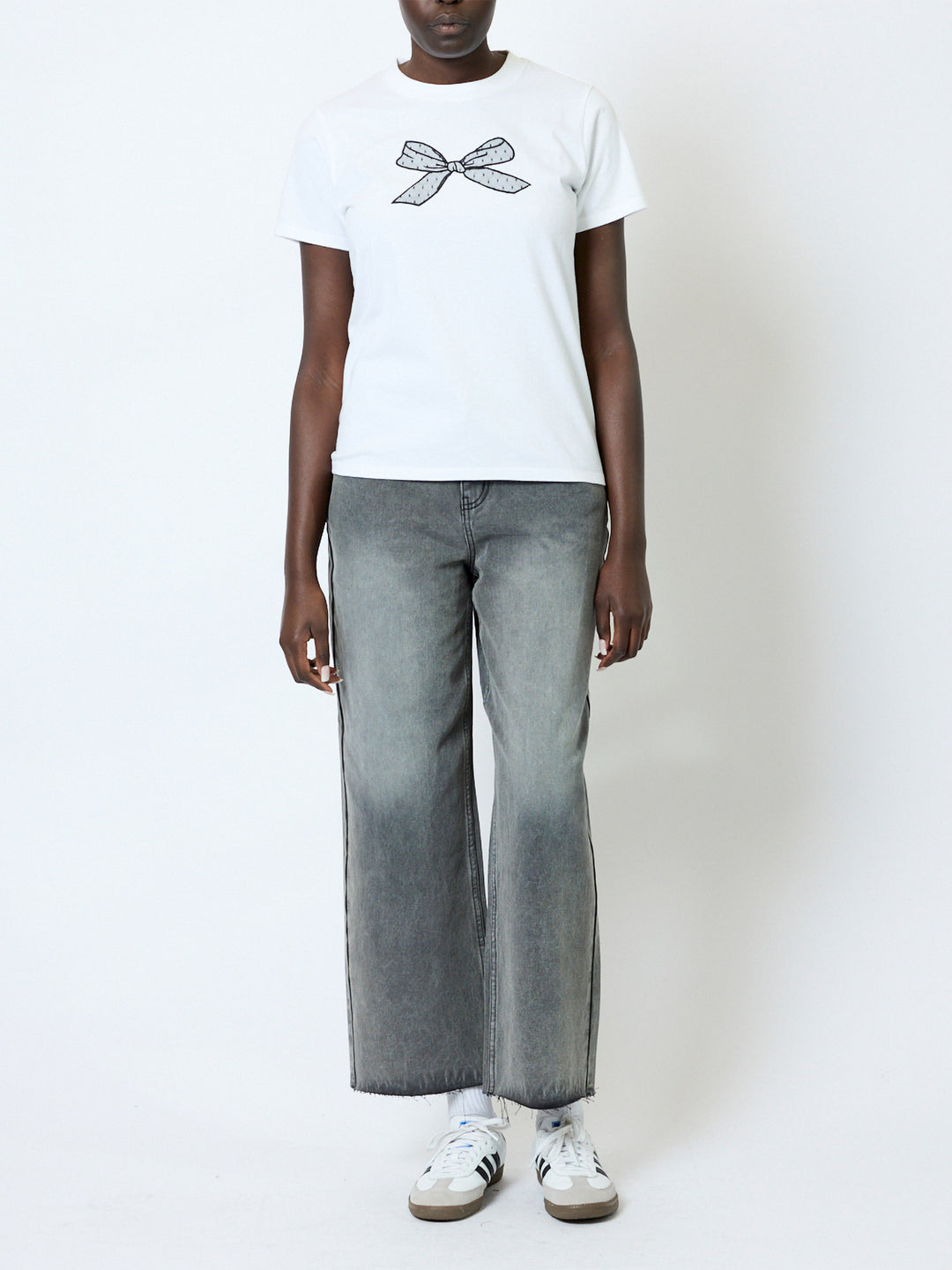 Mesh Bow Cotton T-Shirt