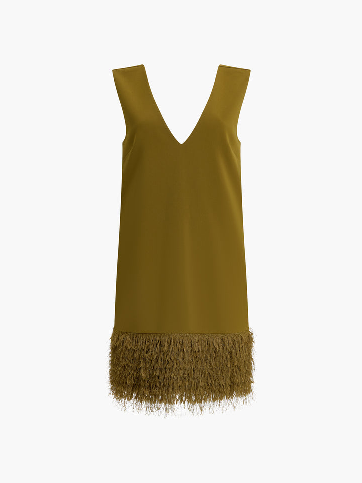 Azra Faux Feather Hem Dress