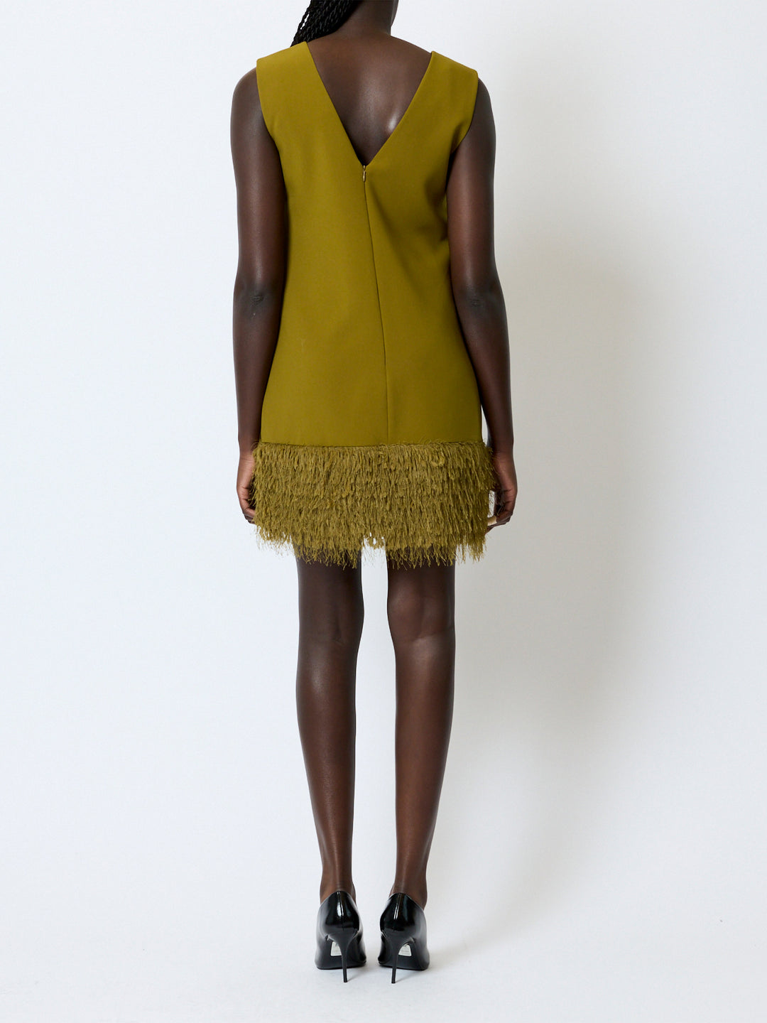 Azra Faux Feather Hem Dress
